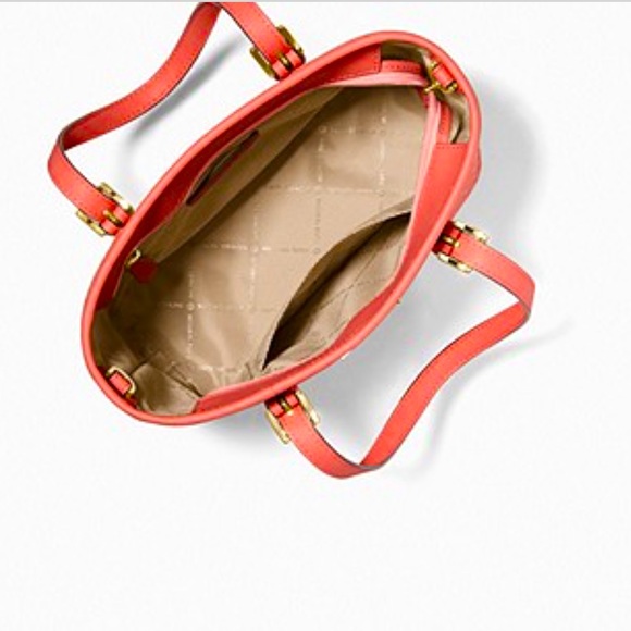 New ! MICHAEL KORS CARRYALL XSMALL CONVERTIBLE TOP ZIP TOTE XBODY GRAPEFRUIT - Picture 2 of 3